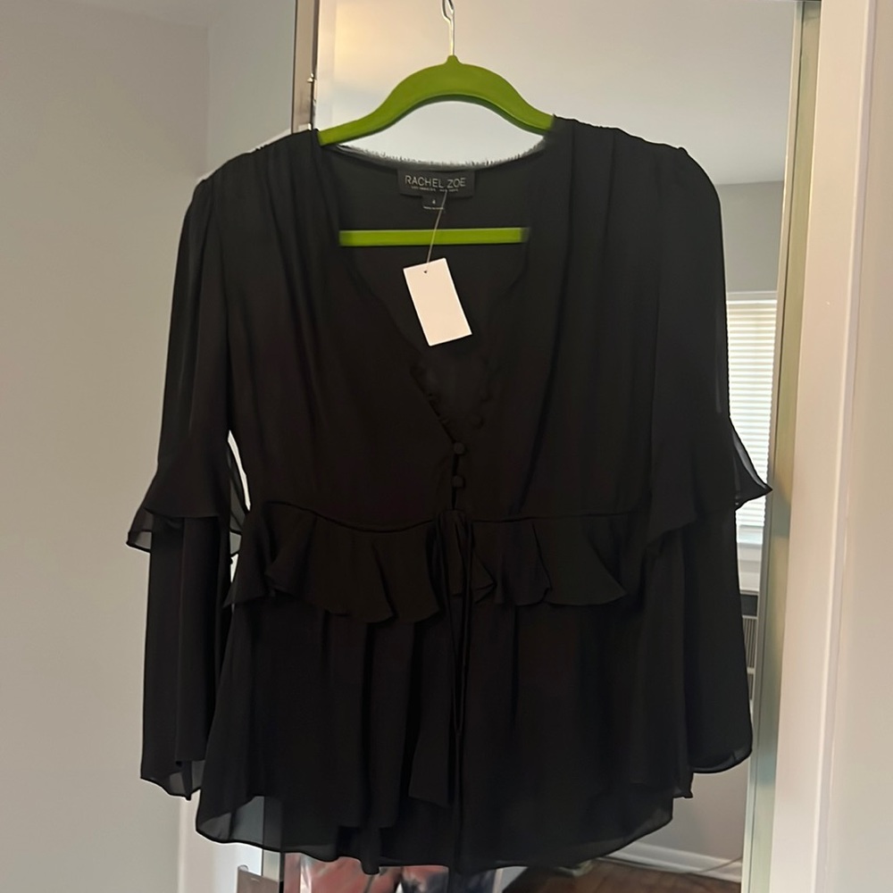 Rachel Zoe Black Tie Flowy Top